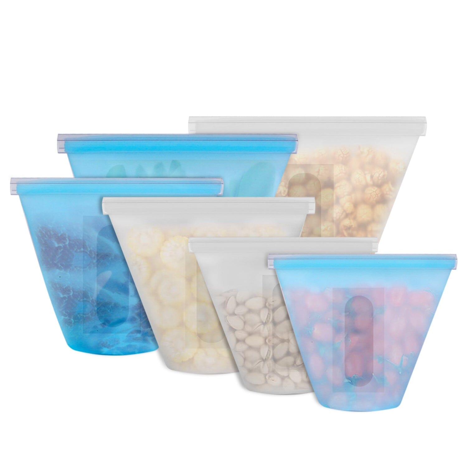 3-Pieces: Silicone Food Storage Bags Reusable Leakproof Food Container Set with 3 Seals Outlet Locations For Sale