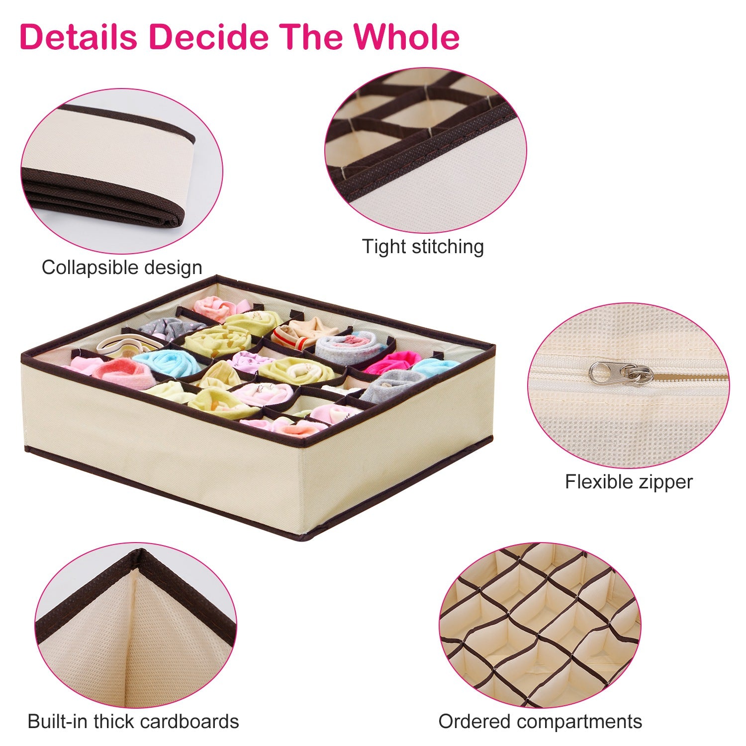 6-Pieces Set: Foldable Underwear Organizer Divider Container Free Shipping Low Shipping