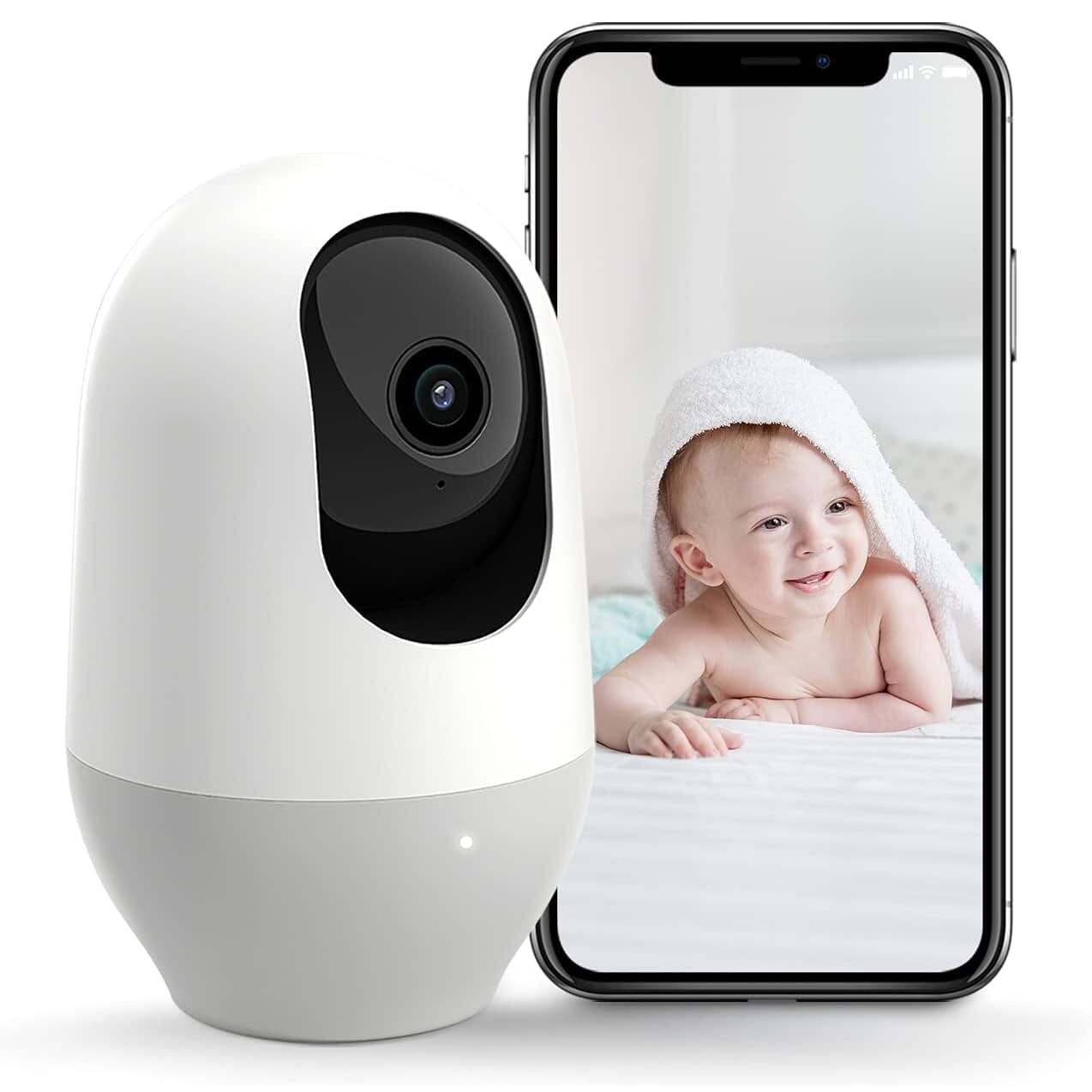 nooie Baby Monitor, WiFi Pet Camera Indoor, 360-degree IP Camera, 1080P Home Security Camera, Motion Tracking, Super IR Night Vision, Works with Alexa, Two-Way Audio, Motion & Sound Detection  (Refurb Discount 2025 New