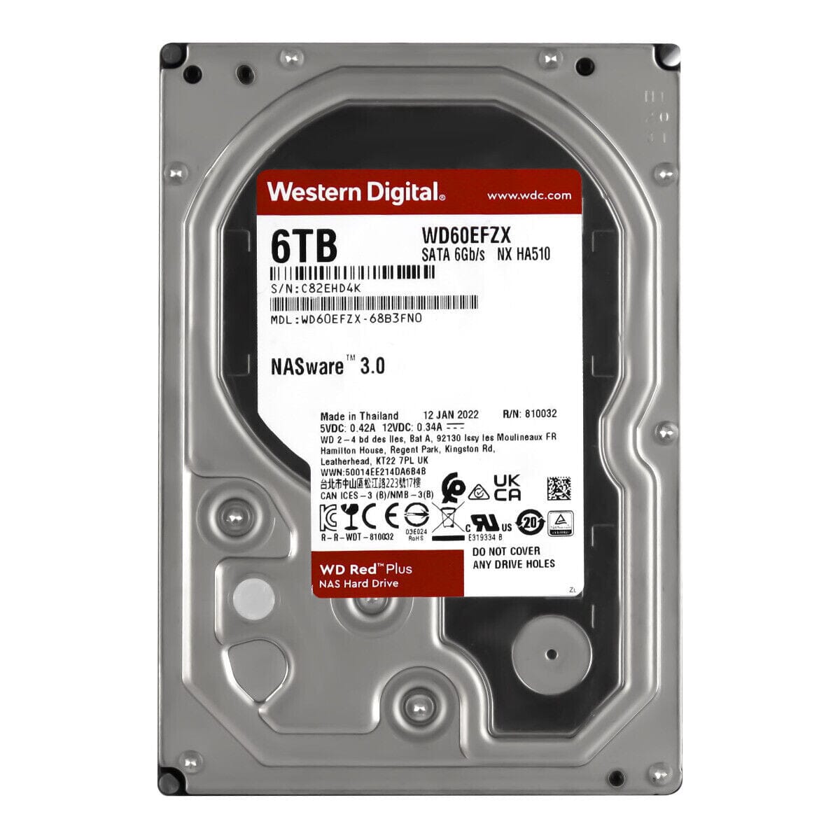 Western Digital Red Plus 6TB 5.4K 128MB SATA III 3.5'' WD60EFZX NX HA510 (Refurbished) Genuine Cheap Pice