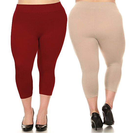 2-Pack: Plus Size Women's Ultra-Soft High Waisted Capri Leggings Sale Visit