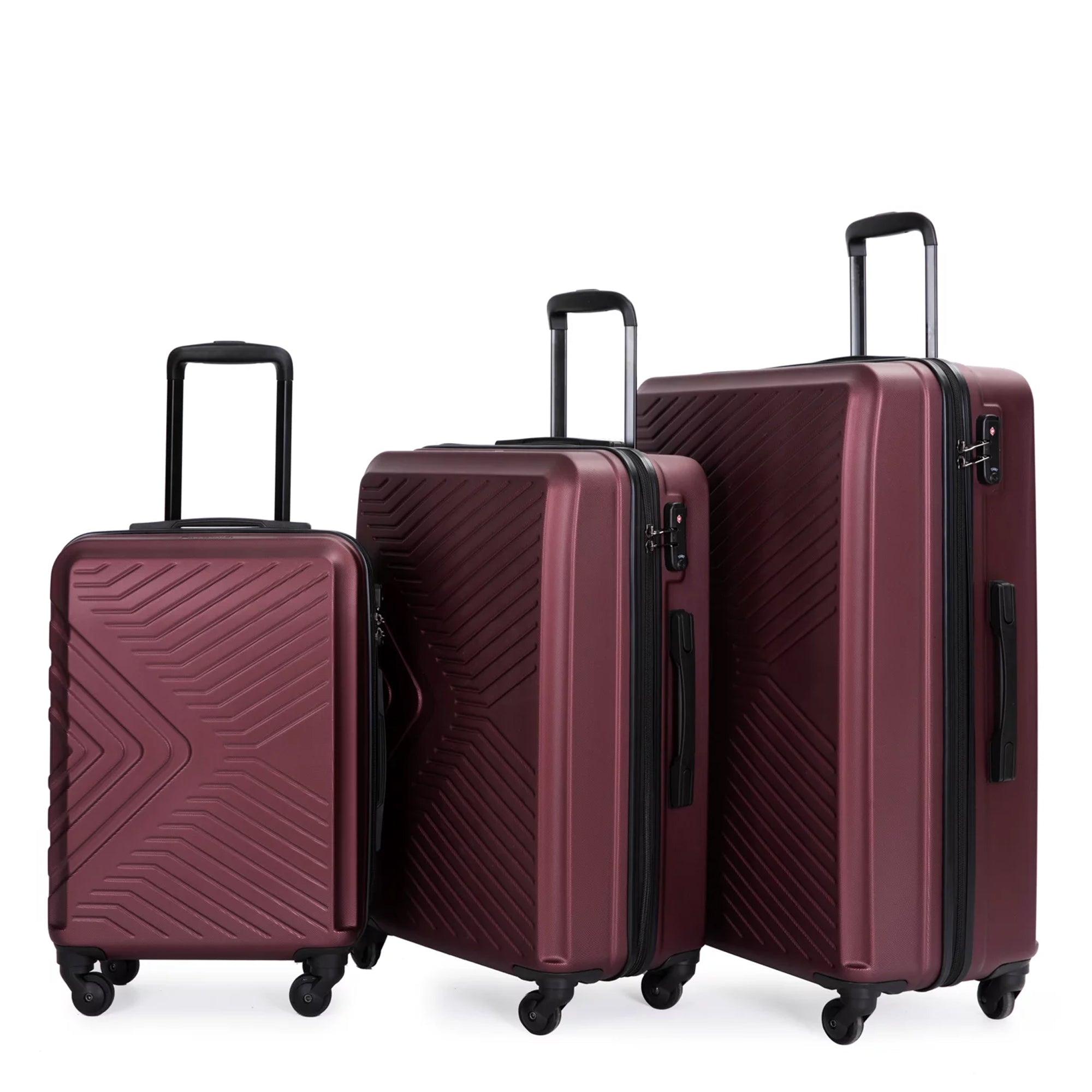 3-Piece Set: Hardshell Lightweight Suitcase with TSA Lock Spinner Wheels Free Shipping Clearance