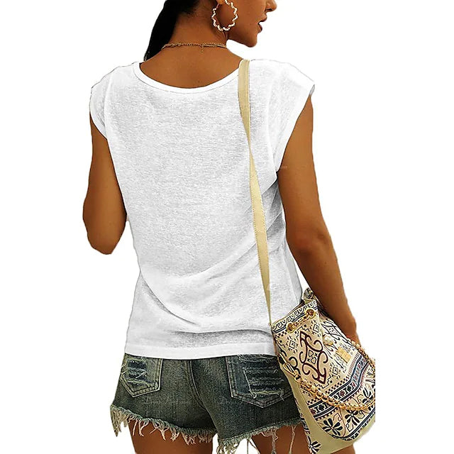 Women's Cap Sleeve T-Shirt Casual Loose Fit Tank Top Sale Best Sale