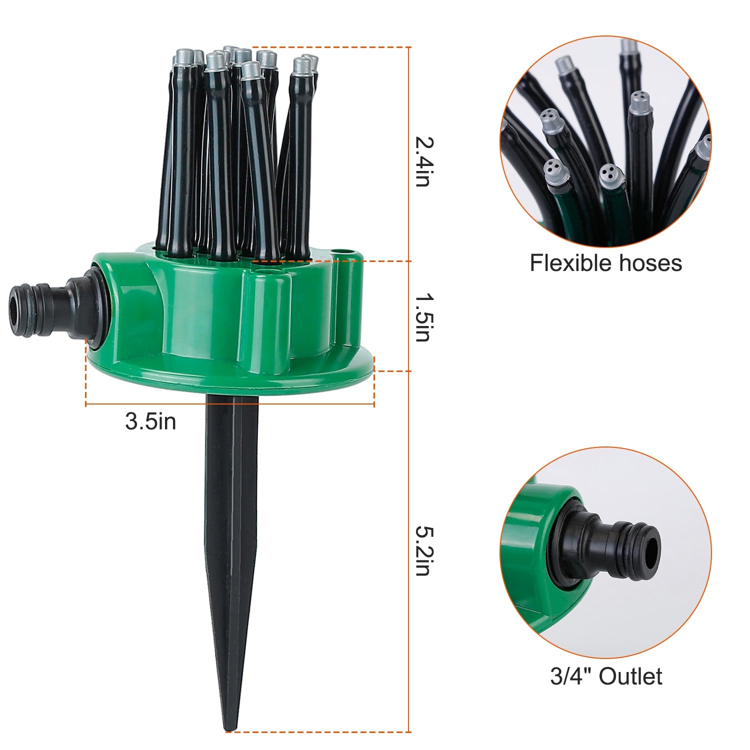 360° Flexible Lawn Sprinkler Automatic 12 Tubes Garden Water Irrigation Sprayers Outlet Explore