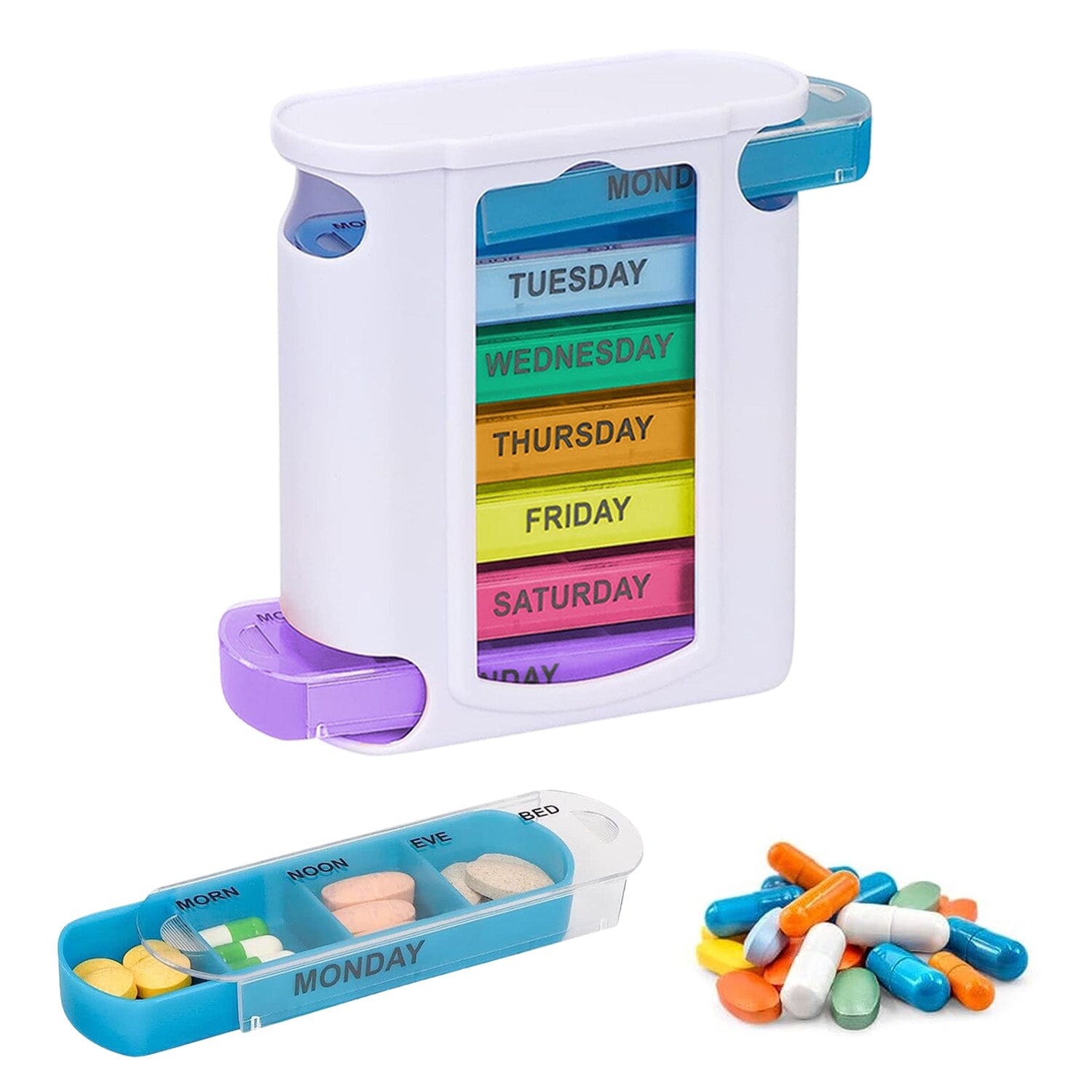 4 Times A Day, White 7 Day Stackable Daily Pill And Medicine Organizer White Clearance Choice