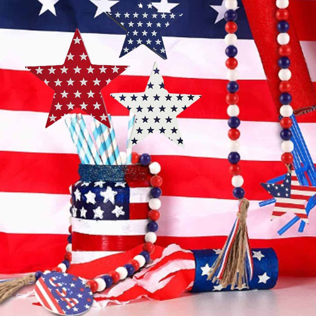 Independence Day Wooden Bead Wreath Really For Sale