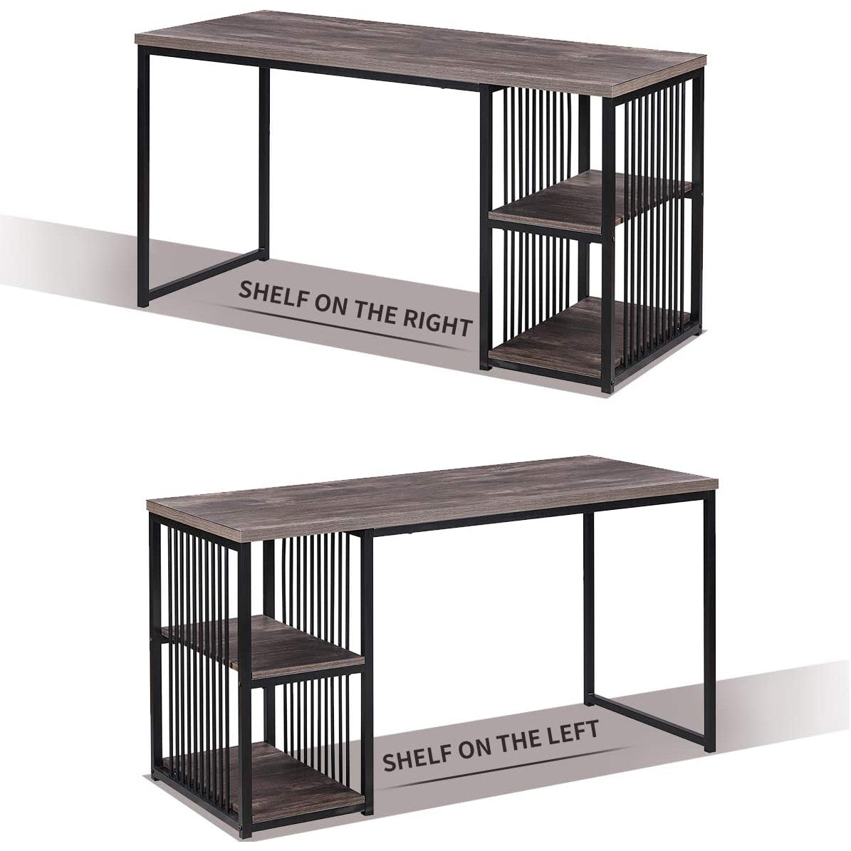 Home Office Computer Desk with 2 Open Storage Shelves Discount Fashion Style