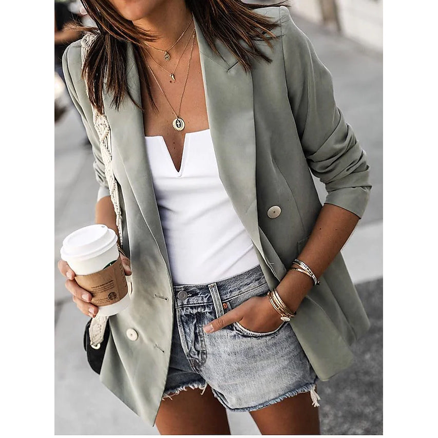 Women's Blazer Solid Color Classic Style Free Shipping Order