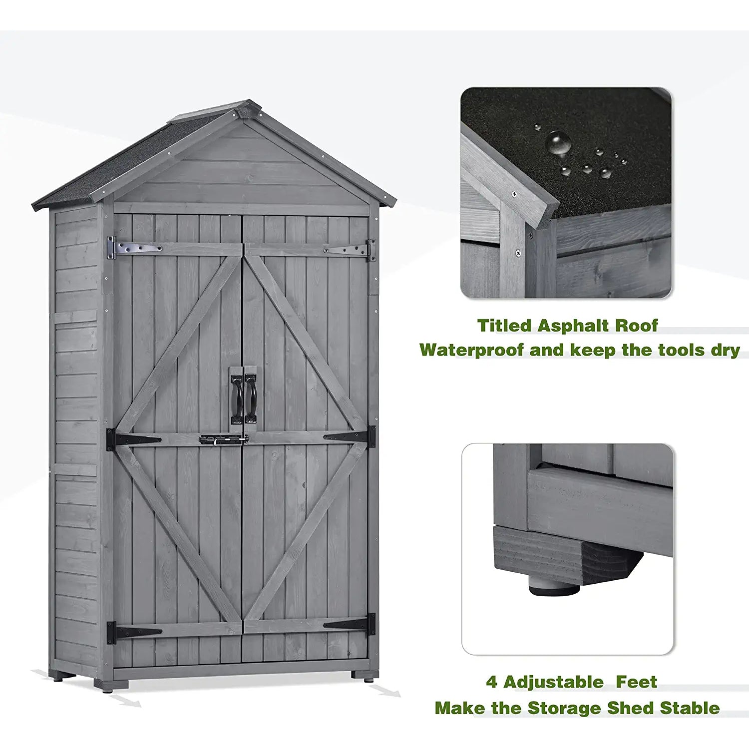 Outdoor Wood Tilt Storage Shed Tool Organizer with Waterproof Asphalt Roof Cheap Lowest Pice