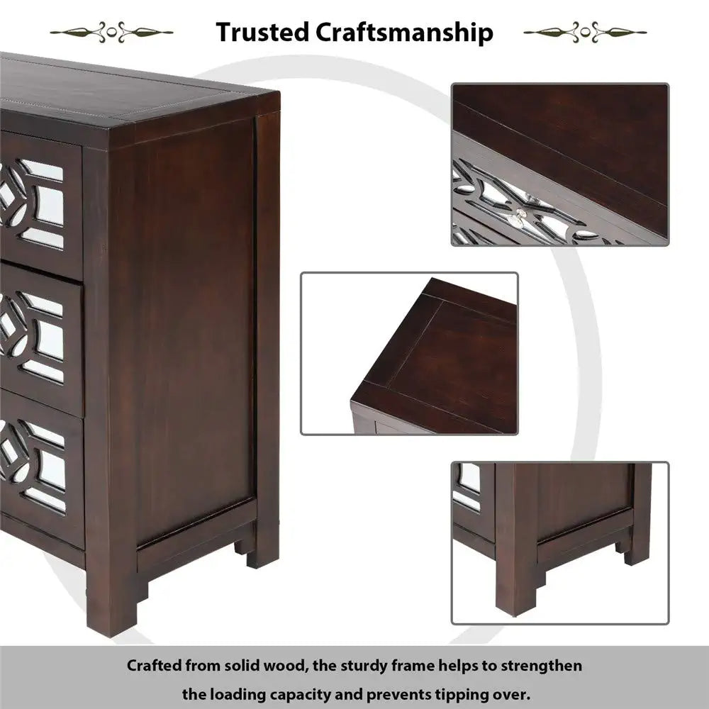 Mirrored Carved Pattern Modern Gold Finish Bedroom Nightstand Sale With Mastercard