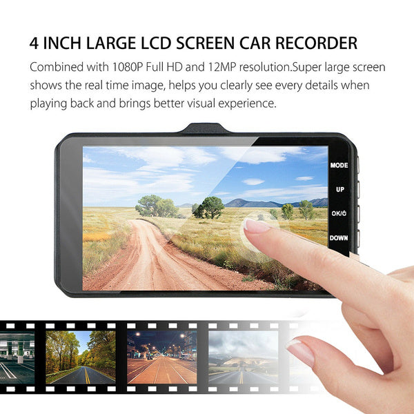 A6T 4-Inch 170° Wide Angle Full HD 1080P Car DVR Dual Lens Dash Cam Rear View Camera Video Recorder with Touch Screen Collections For Sale