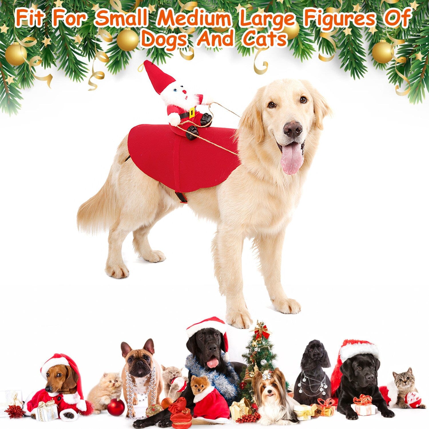 Christmas Costumes Red Winter  Coat for Dog Riding Santa Claus  with Bell Cheap Get To Buy