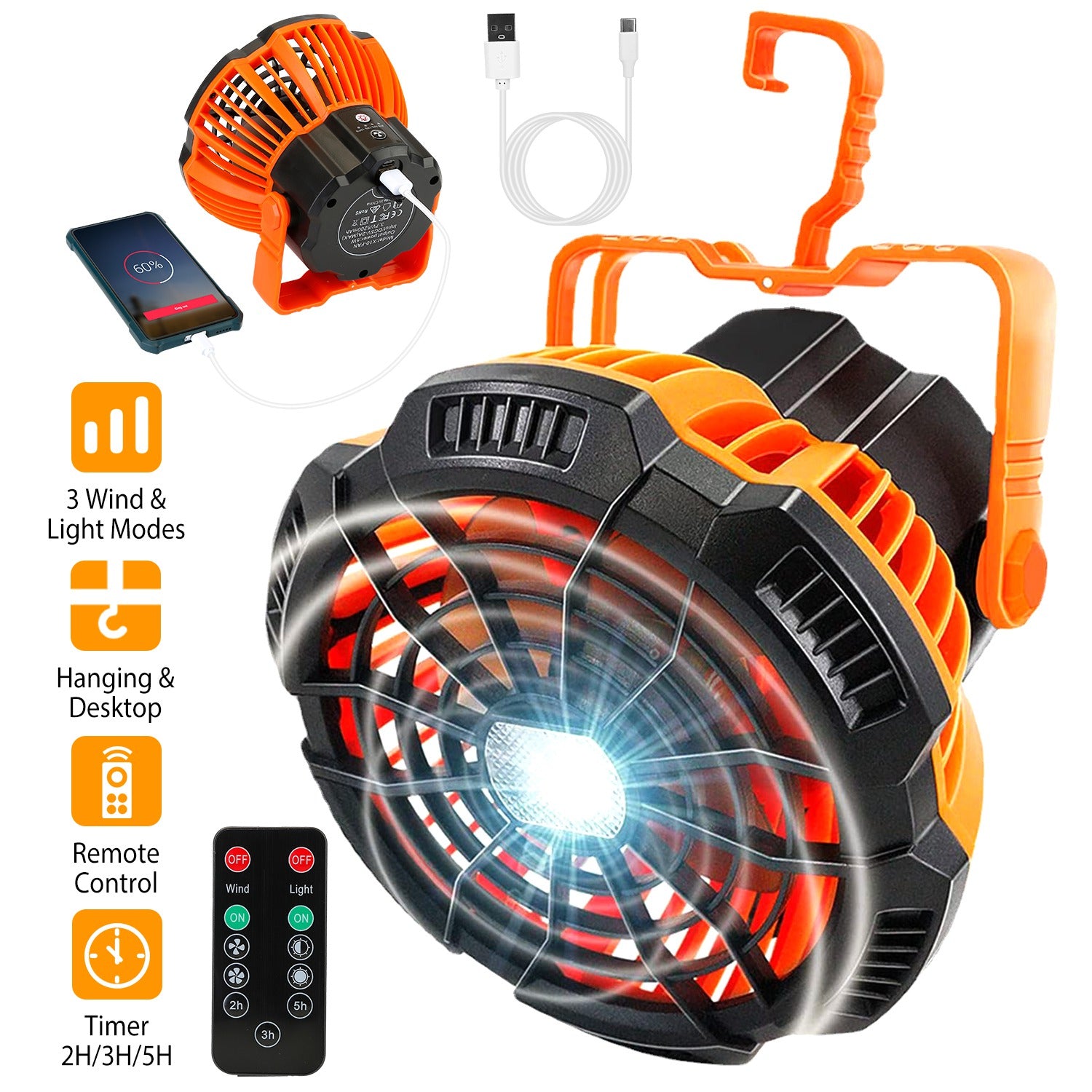 2-in-1 Portable Camping Lantern Electric Fan Sale Ebay