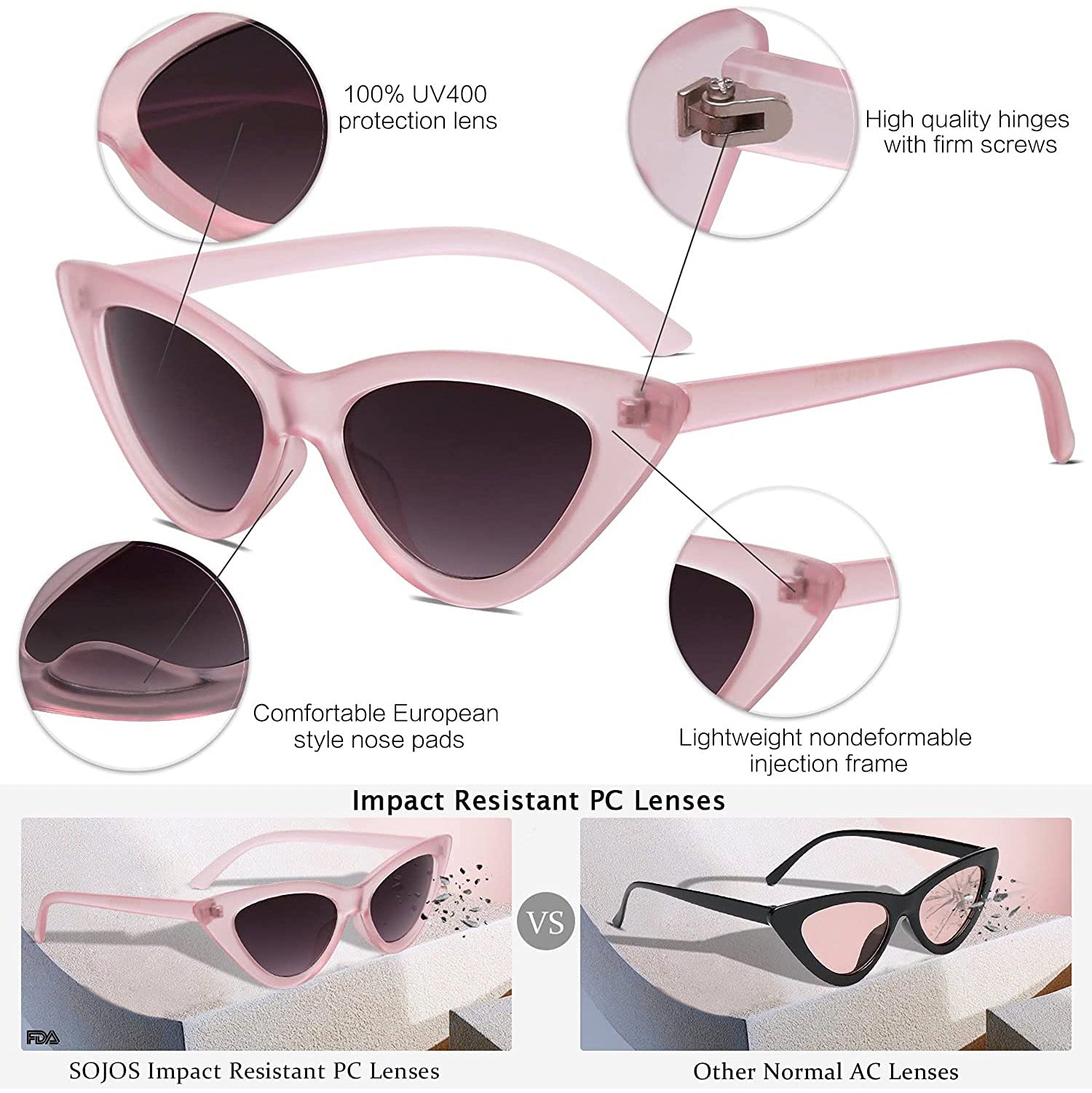 Women's Vintage Narrow Cat Eye Sunglasses Cheap Brand New Unisex