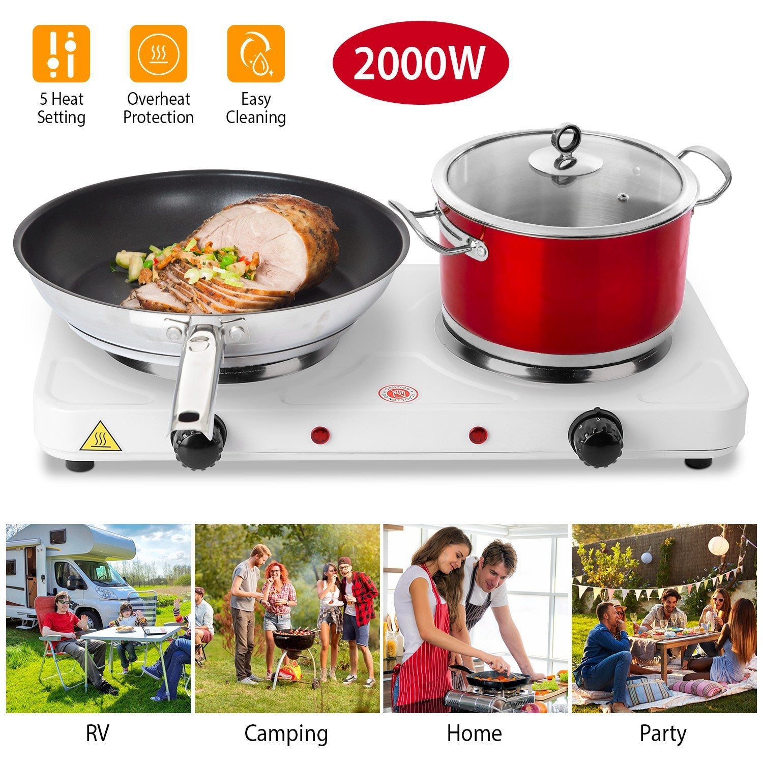 2000W Portable Double Electric Burner Clearance Supply