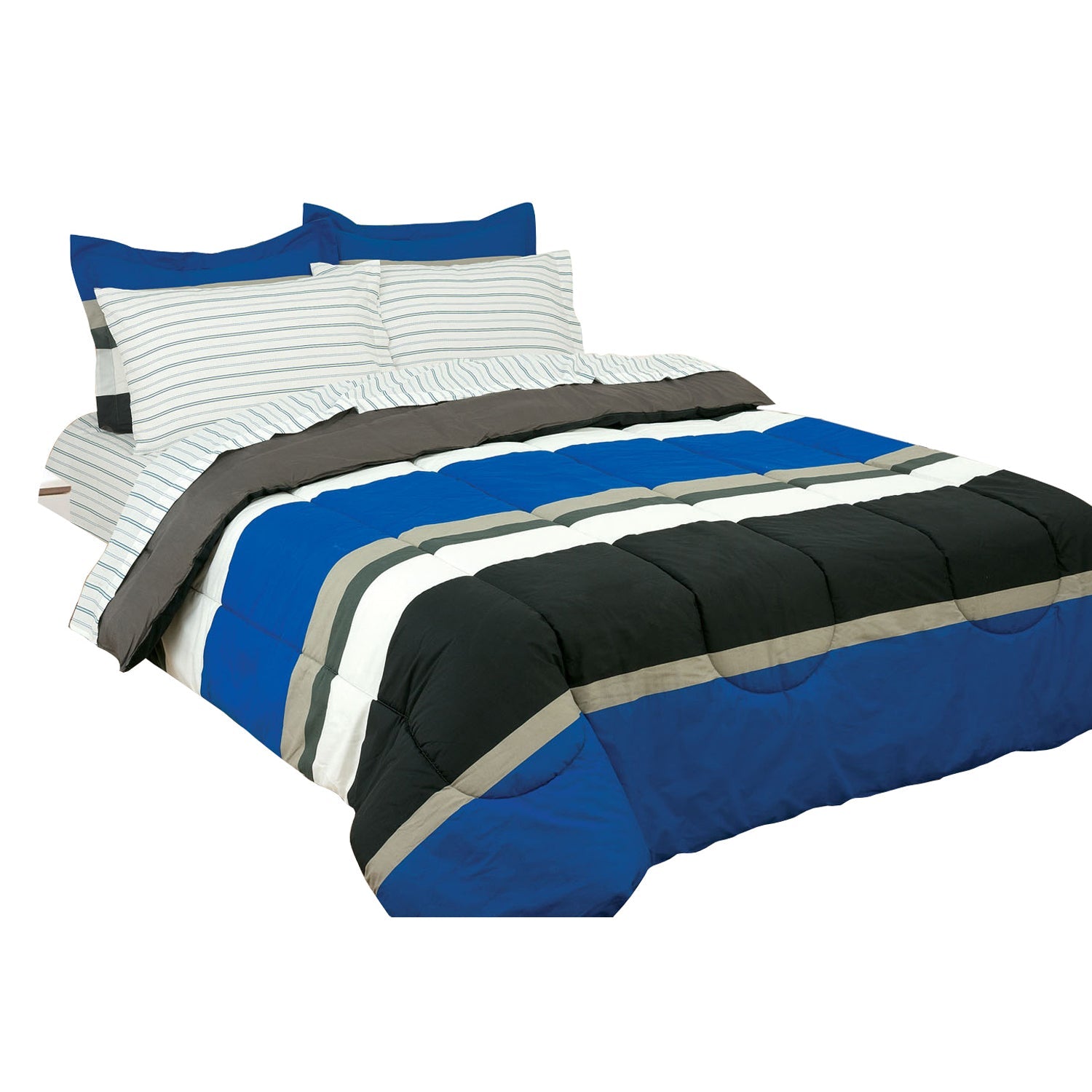 Brooklyn Flat Rugby Stripe Bed-in-a-Bag Set Supply