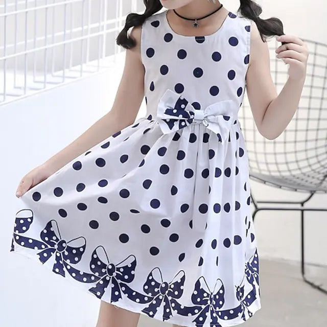 Little Girls' Dress Sundress Polka Dot Casual Lace Trims Print Factory Outlet Cheap Pice