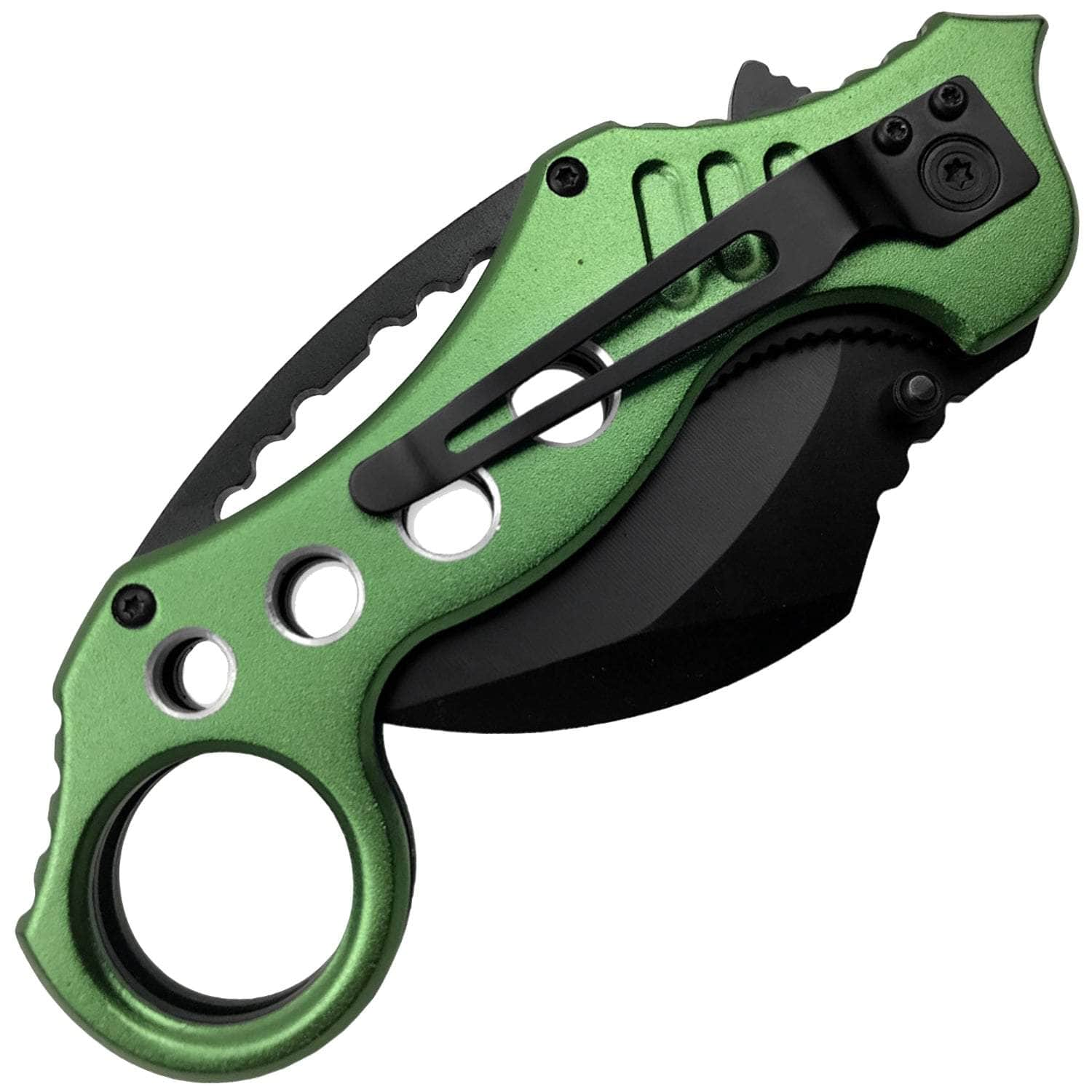 Tactical Extreme Karambit Knife, 3 Assisted Blade, Green Handle - ET01RN Low Pice Fee Shipping Sale Online