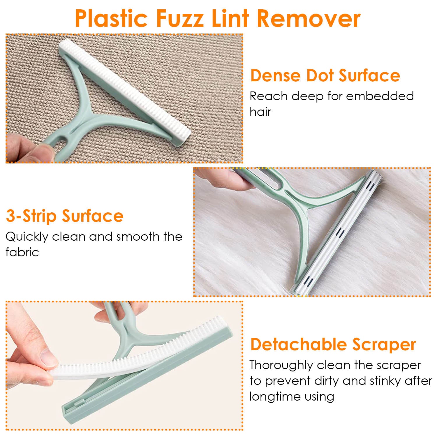 3-Piece: Portable Reusable Double Side Lint Remover Recommend For Sale