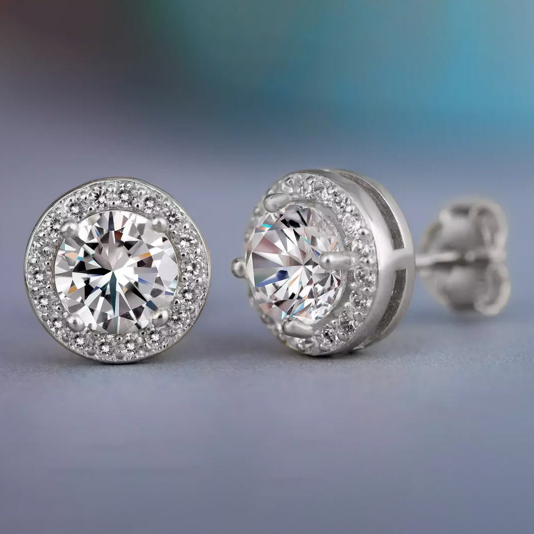 Halo Diamond Stud Earrings Sale 100% Guaranteed