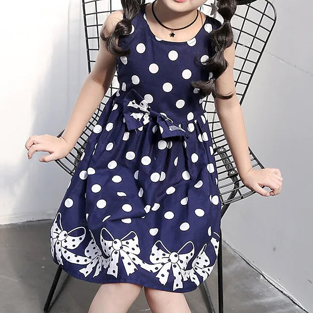 Little Girls' Dress Sundress Polka Dot Casual Lace Trims Print Factory Outlet Cheap Pice