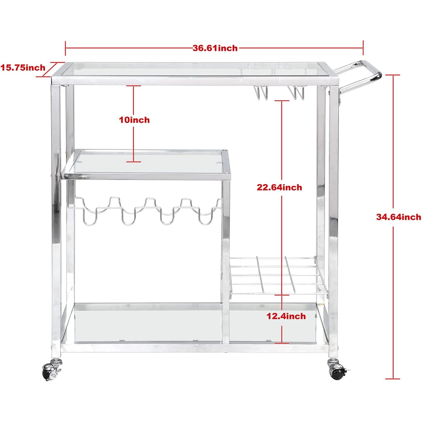 Glass Bar Cart with Wine Rack & Glass Holder Cheap Best Wholesale