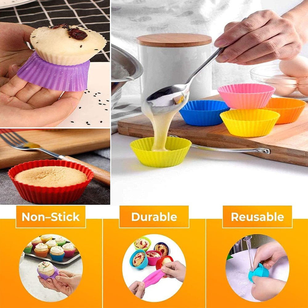 24-Piece: Silicone Baking Cups with Silicone Brush Top Quality For Sale