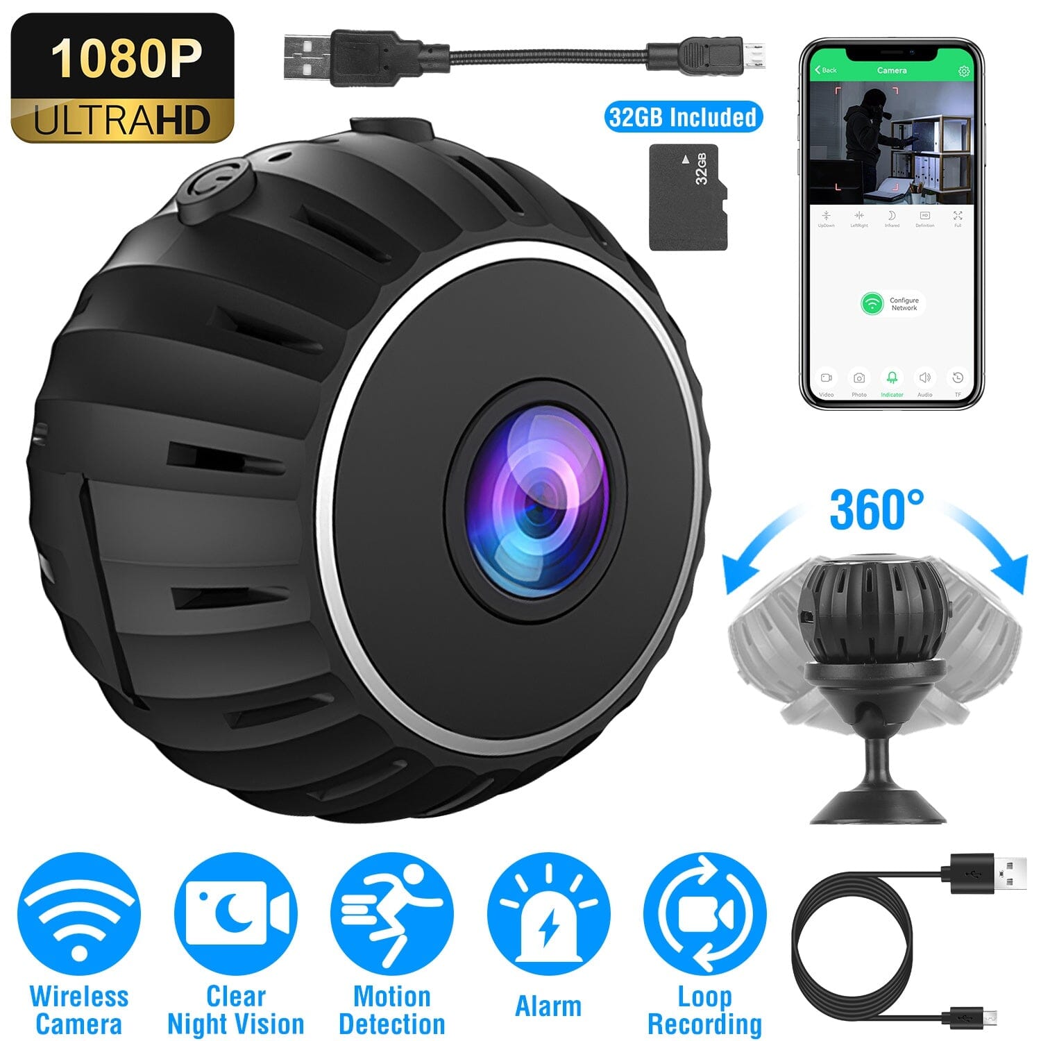 Mini Wireless Camera Wifi IR Night Vision HD 1080P Home Security With Paypal Low Pice