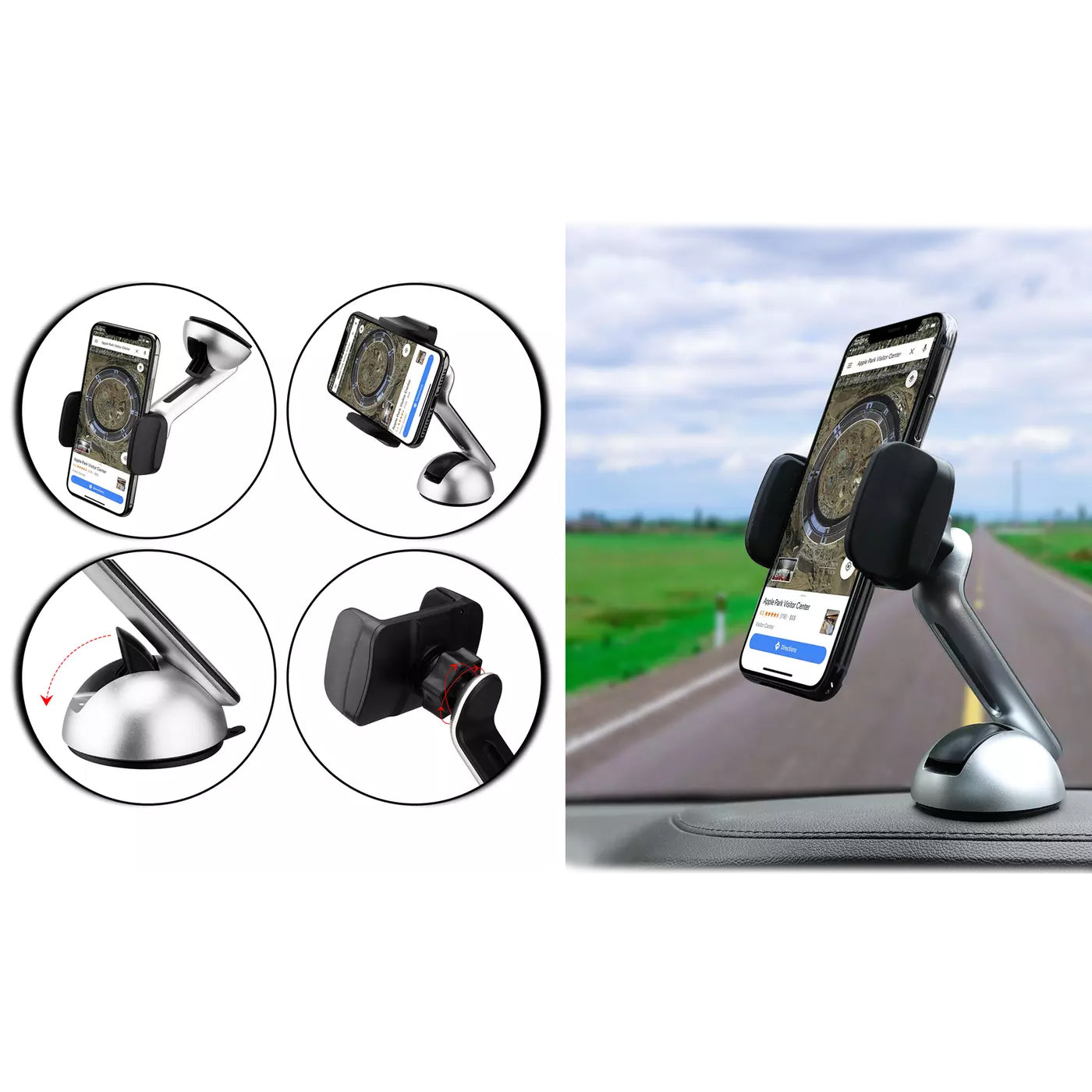 2-Pack: Long Clamp Car Mount Phone Holder for Dashboard and Windshield Cheap Pice Outlet Sale