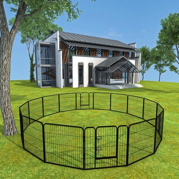 16 Panels Large Indoor Metal Pet Fence Enjoy Online