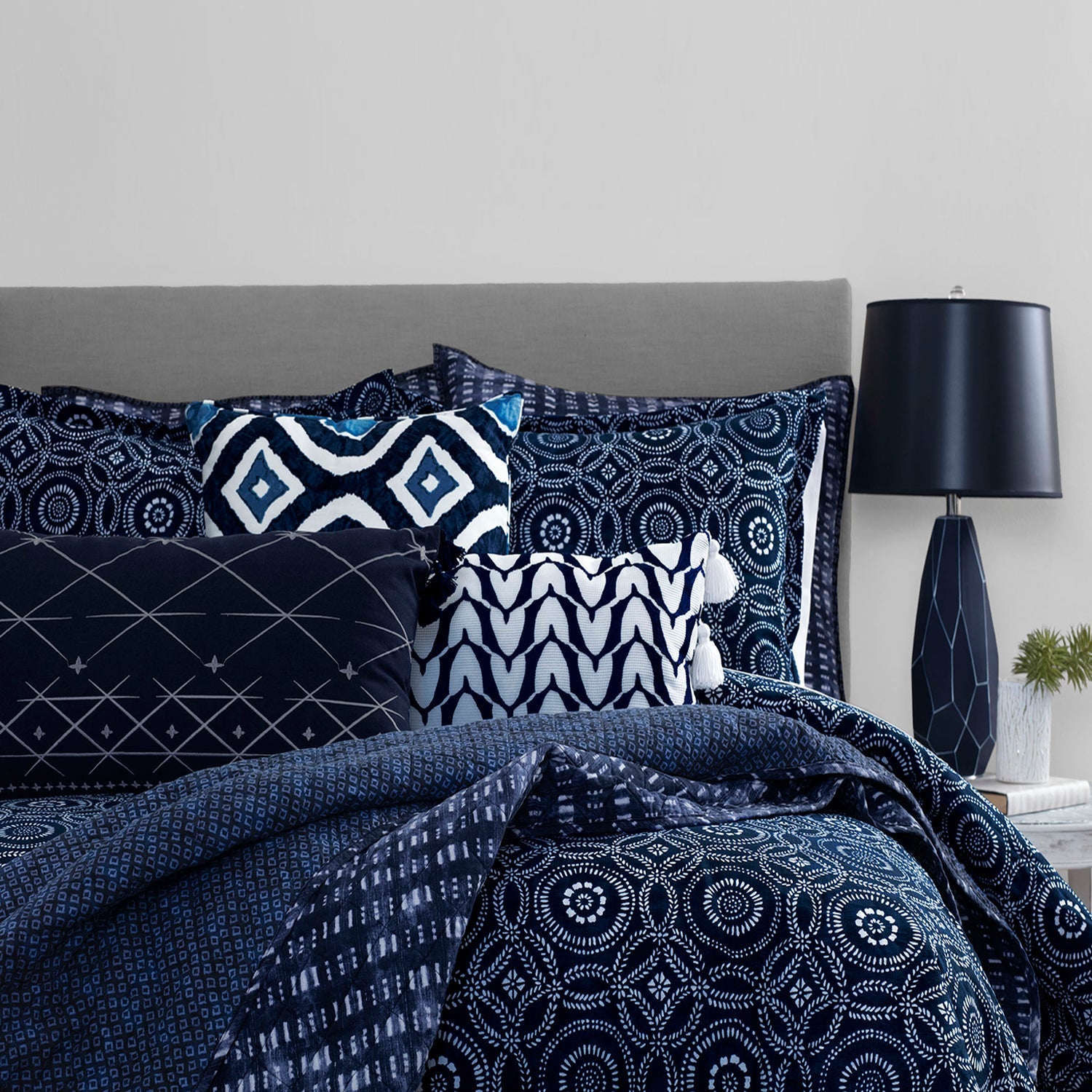 3-Piece: Global Indigo Mudcloth Cotton Quilt Set Outlet Explore