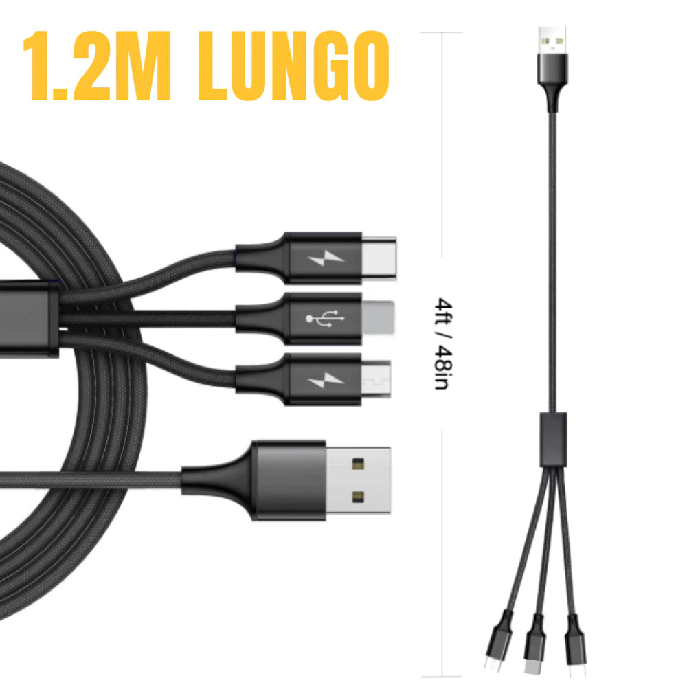 2-Pack: 3-in-1 Nylon Braided 4FT 3A Charging Cable Outlet Shop