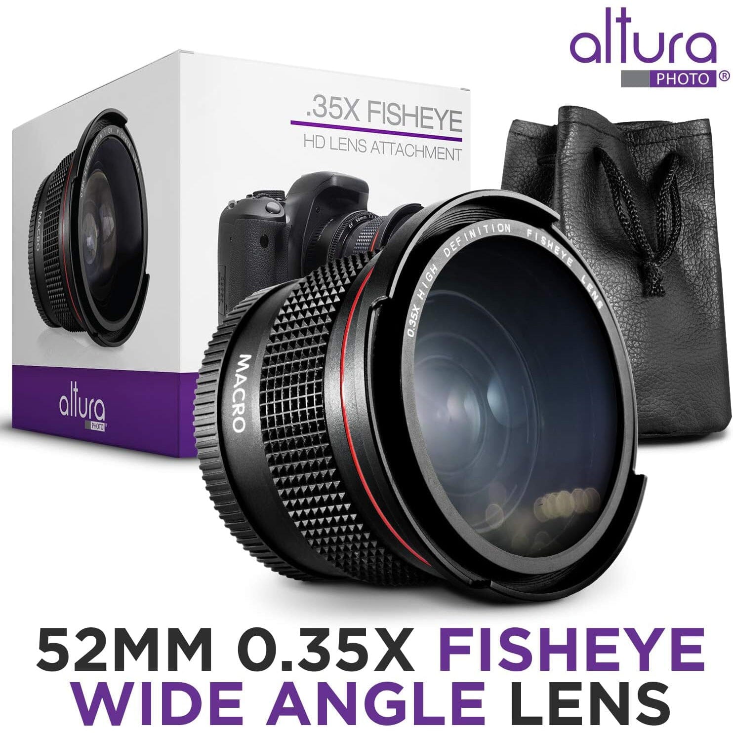 Altura Photo 52MM 0.35x HD Fisheye Nikon Wide Angle Lens (w/Macro Portion)  (Refurbished) Latest