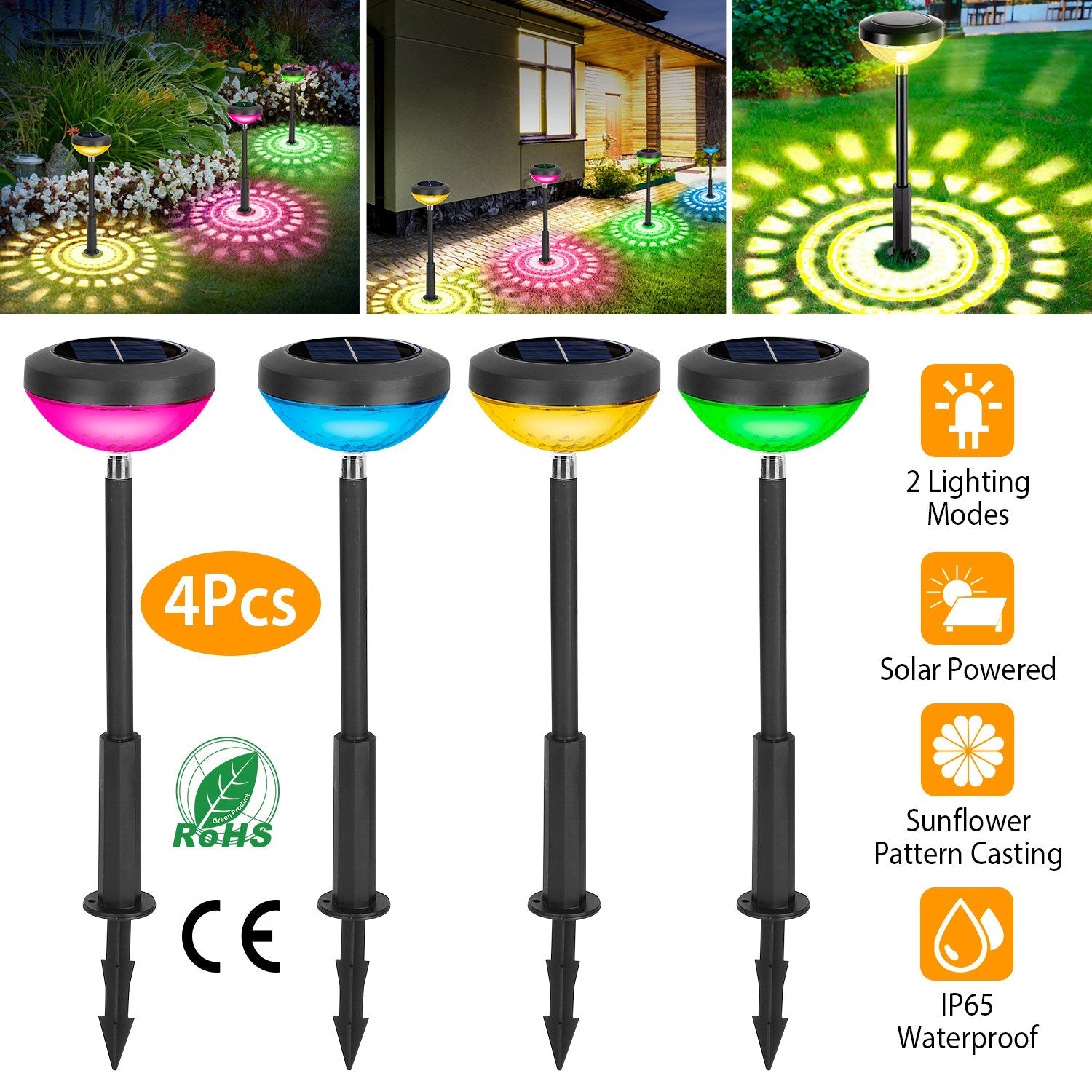 4-Pack: Solar Pathway Color Changing Garden Light Pay With Visa Cheap Pice