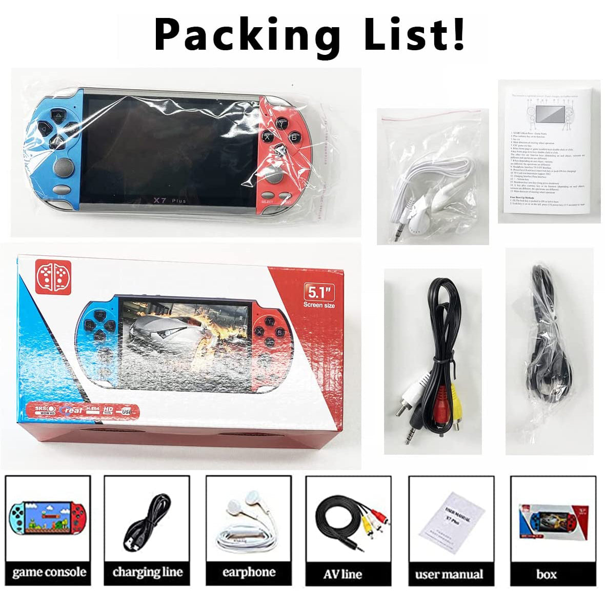 X7Plus Dual Joystick Portable Handheld Game Console Free Shipping Outlet Store