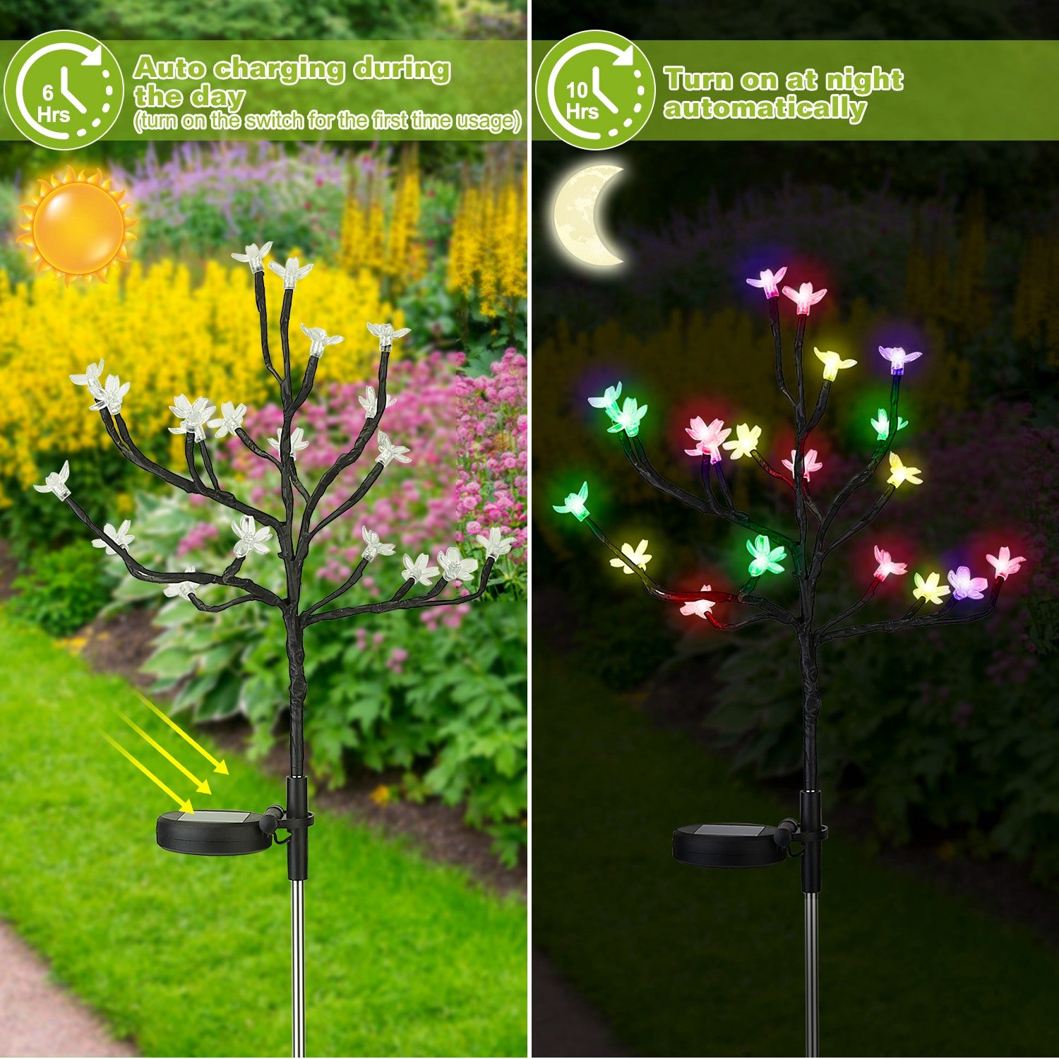 2-Piece: Outdoor Solar Light Cherry Blossom Flower Landscape Light Clearance 2025