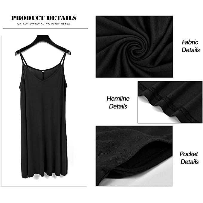 Women's Summer Spaghetti Strap Casual Swing Tank Beach Cover Up Dress with Pockets Cheap Websites