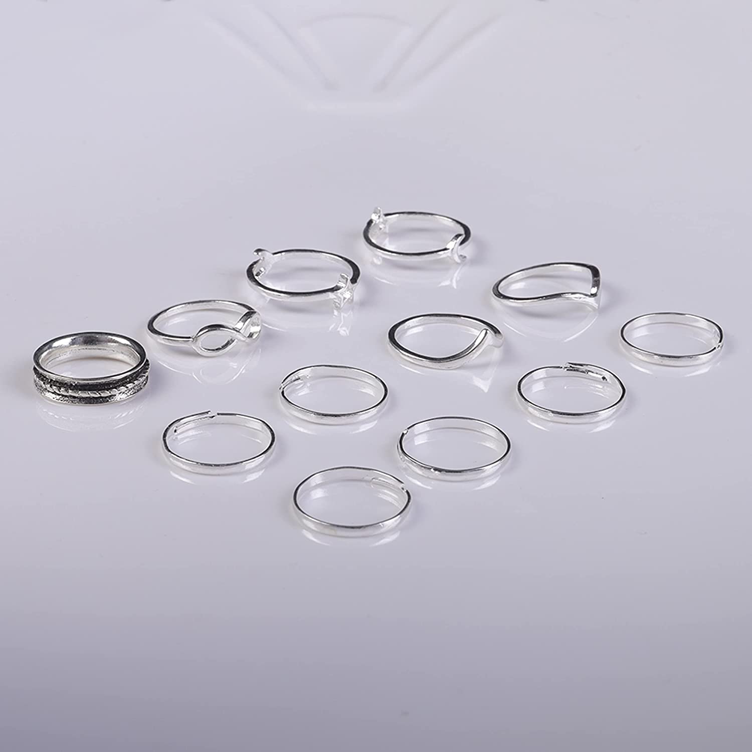 12-Pieces Set: Silver Rings for Teen Many Kinds Of Cheap Online