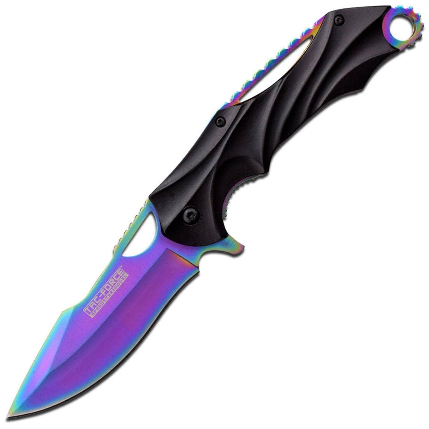 Tac-Force Spring Assisted Knife, 4 Rainbow Blade, Aluminum Handle - TF-858RB Inexpensive For Sale