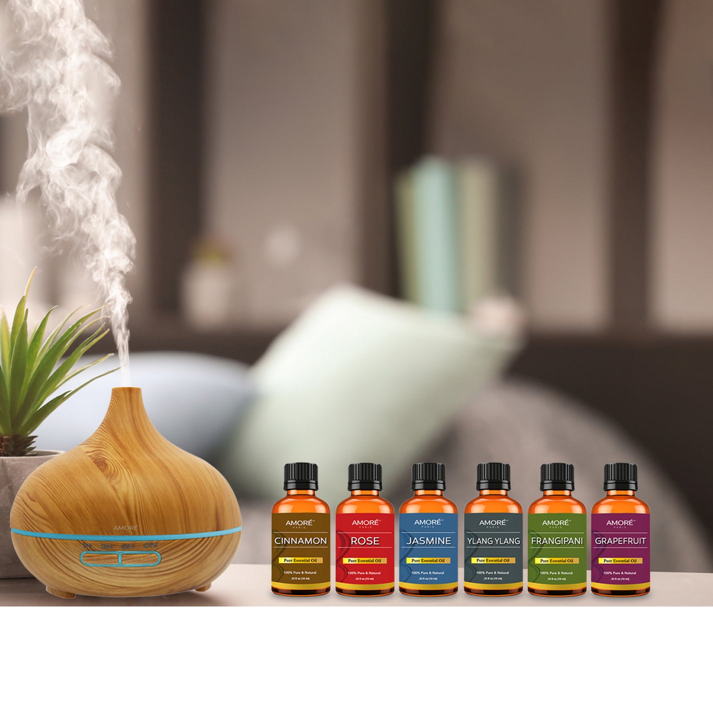 7-Pack: Ultrasonic Essential Oil Diffuser With Essential Oils Extremely Cheap Pice