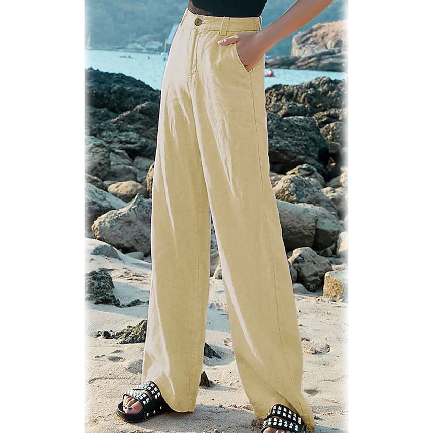 Women's Basic Soft Straight Twill Pants Clearance High Quality