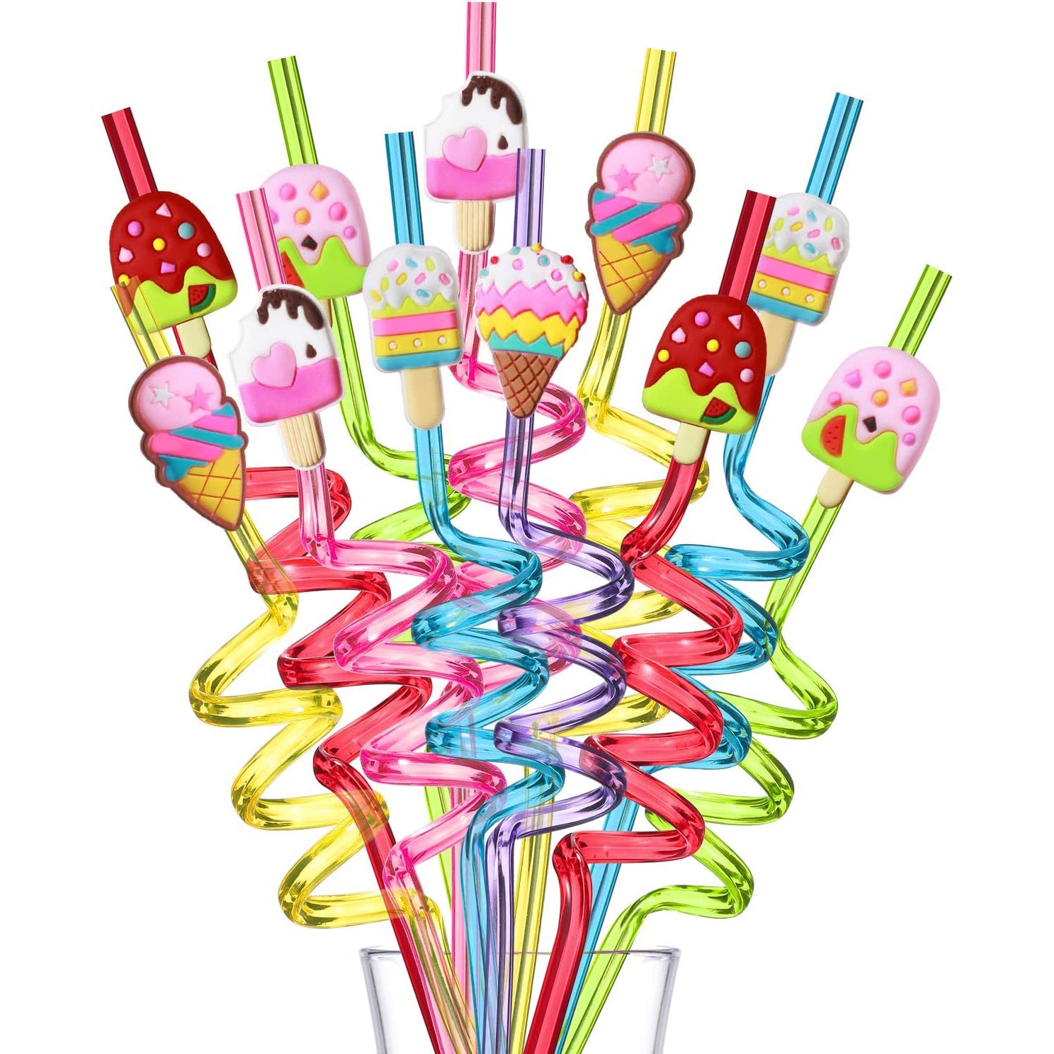 24-Pack: Reusable Ice Cream Straws for Birthday Party Supplies Discount Supply