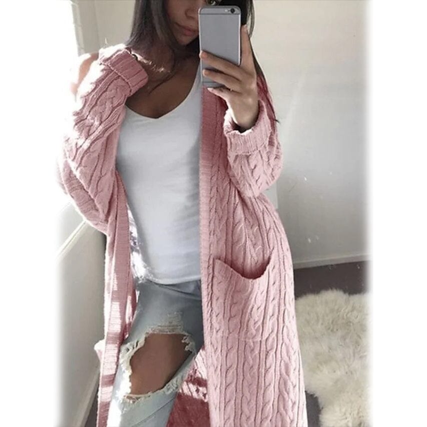 Women's Pocket Knitted Cardigan Sweater From China Cheap Pice