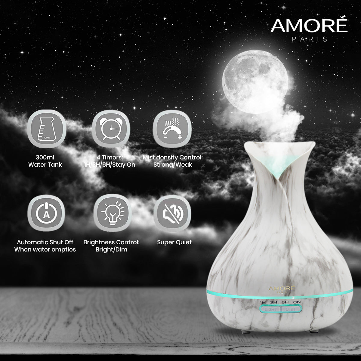 White Marble 300ml Ultrasonic Aroma Diffuser Cheap Supply