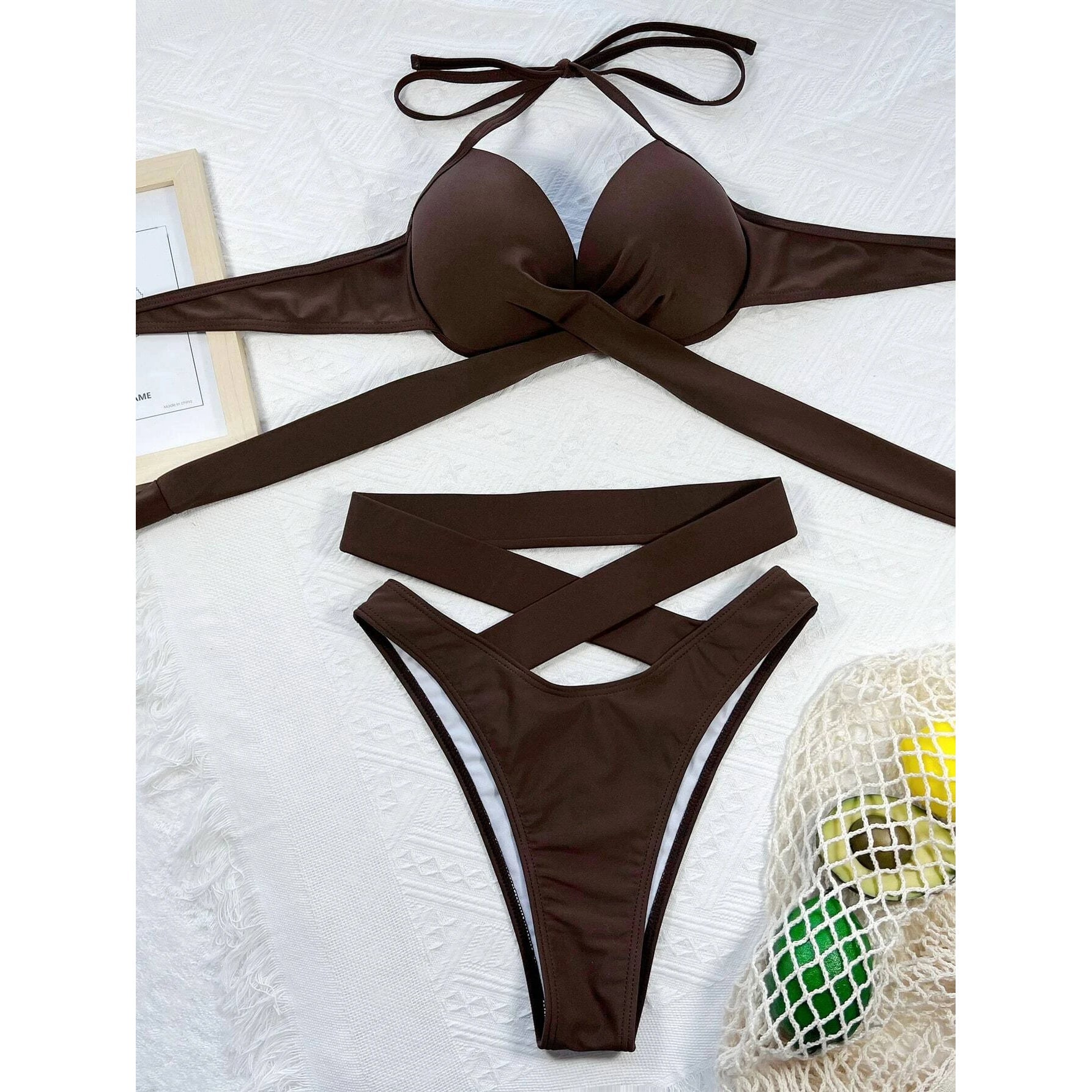 Criss Cross Wrap Push Up Bikini Swimsuit Reliable Sale Online