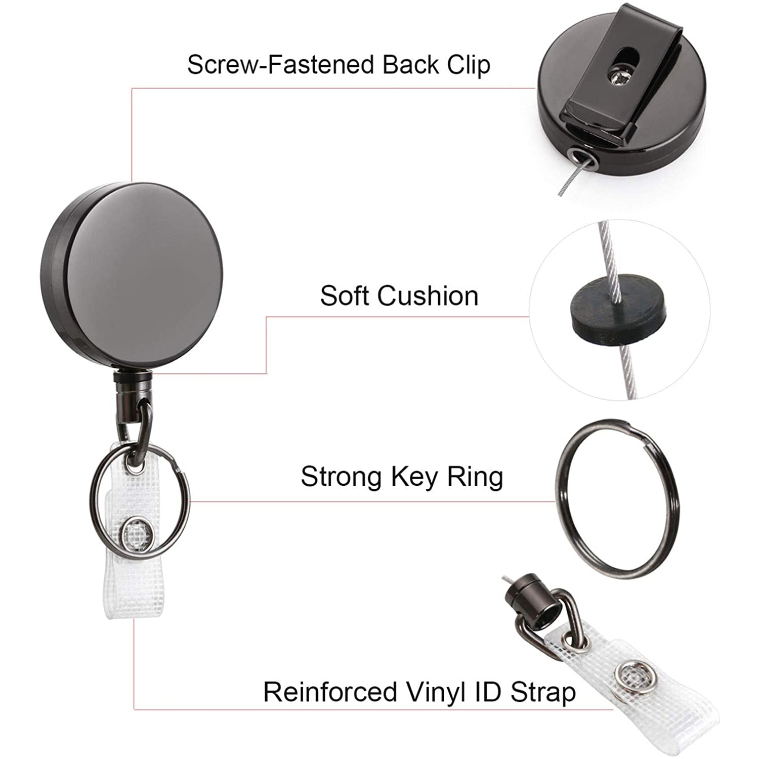 2-Pack: Heavy Duty Retractable Badge Holder Reel Sale Hot Sale