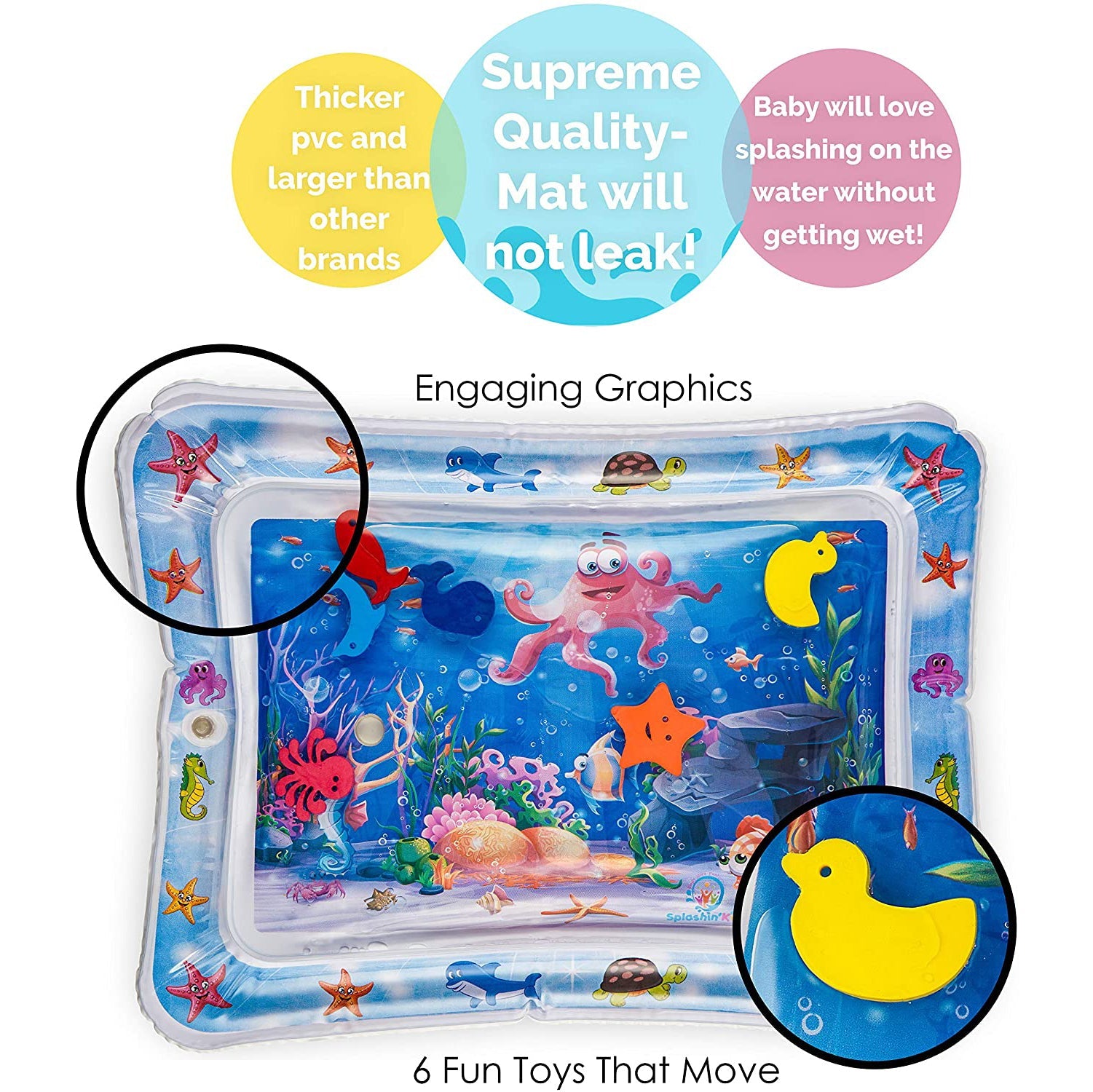 Splashin' Kids Inflatable Tummy Time Premium Water Mat Infants and Toddlers Free Shipping Purchase