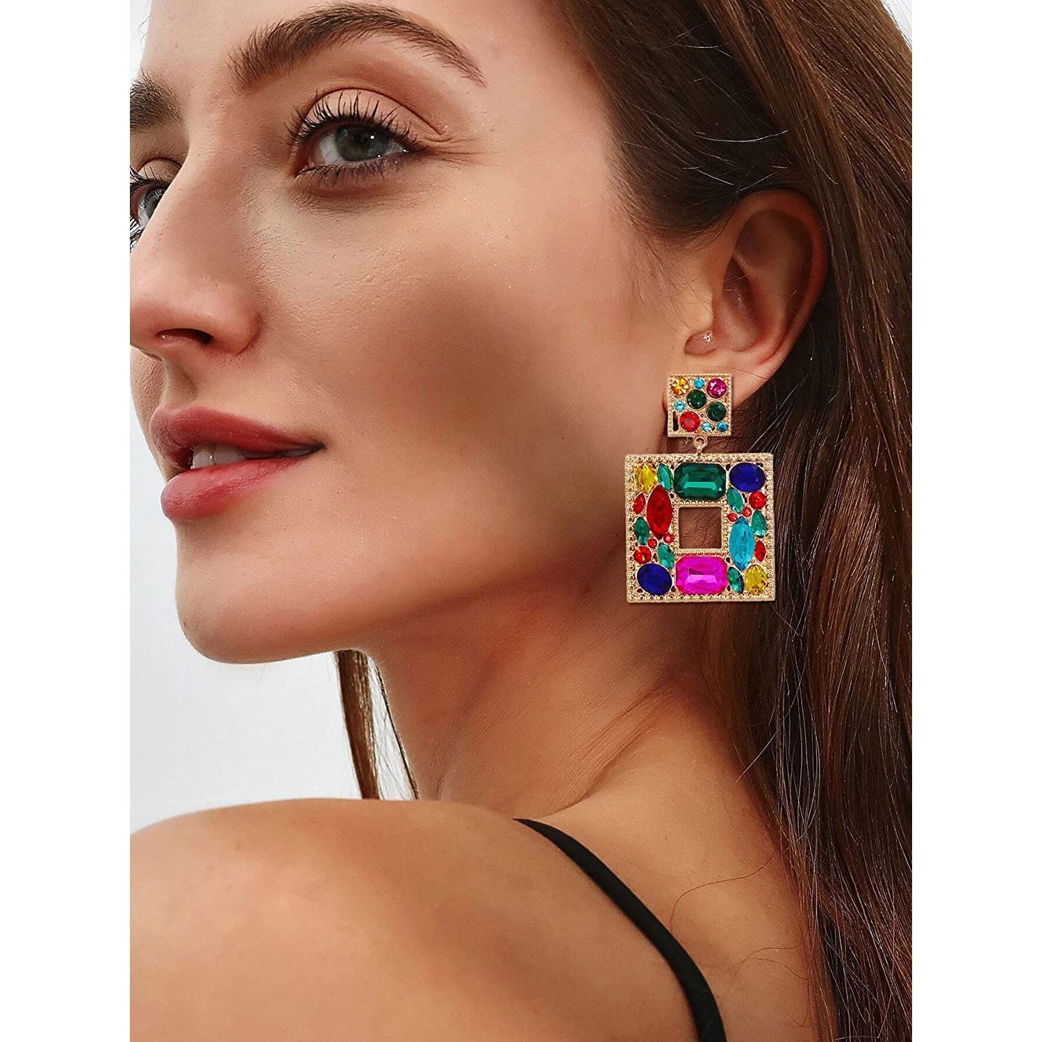 Rhinestone Square Drop Earrings Official For Sale