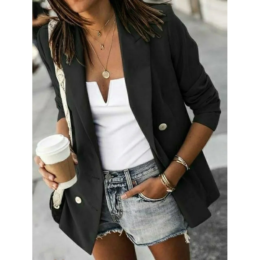 Women's Blazer Solid Color Classic Style Free Shipping Order