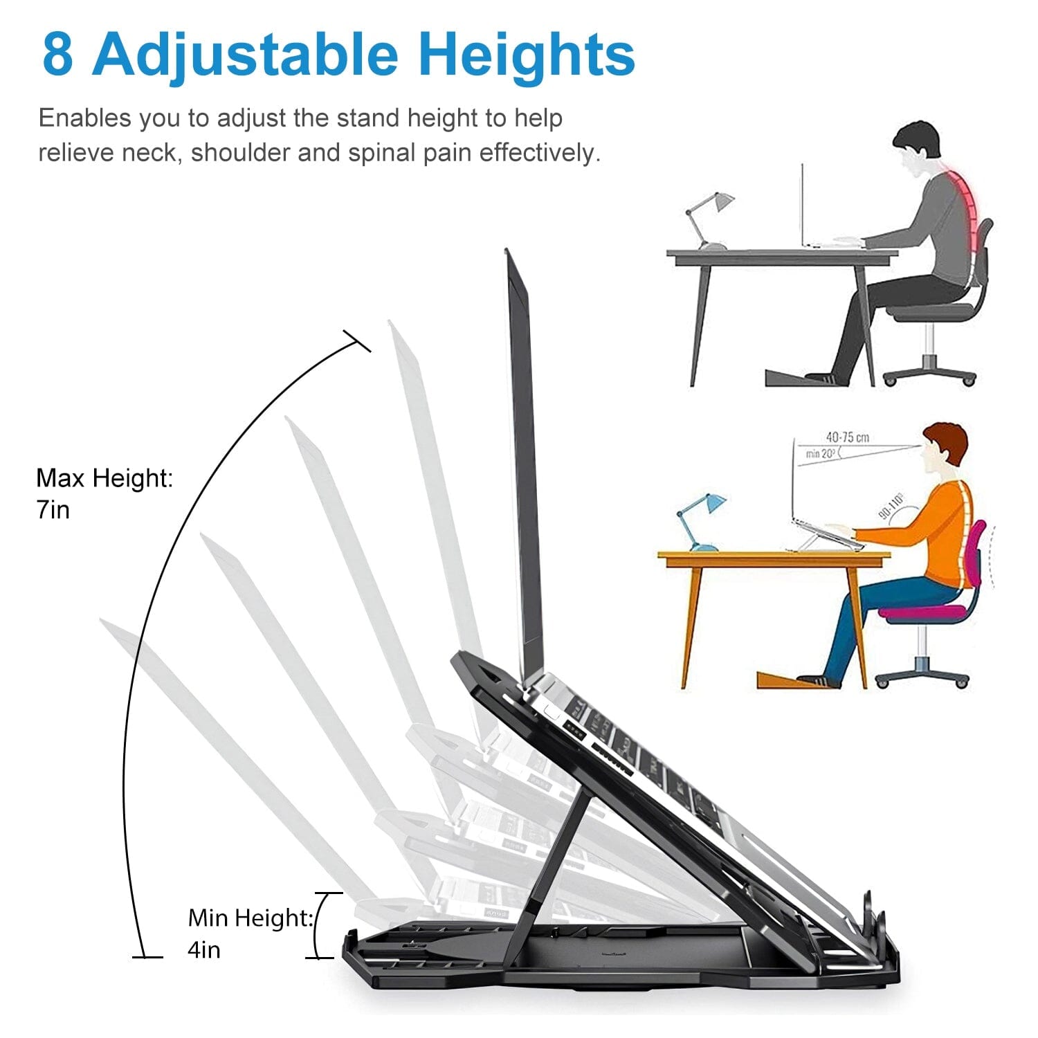 360 Rotating Laptop Riser Stand with Phone Stand 8 Level Adjustable Height Lowest Pice